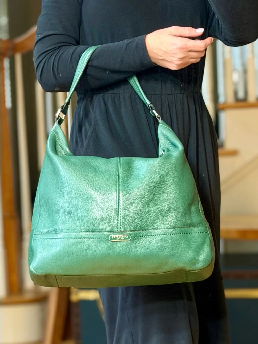Coach 2013 Emerald Green Pebbled Leather Park Hobo Shoulder Bag